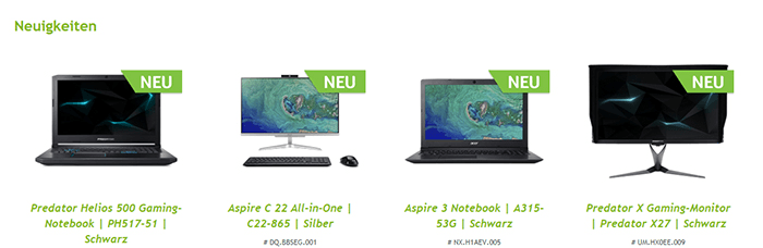 acer.com Sortiment