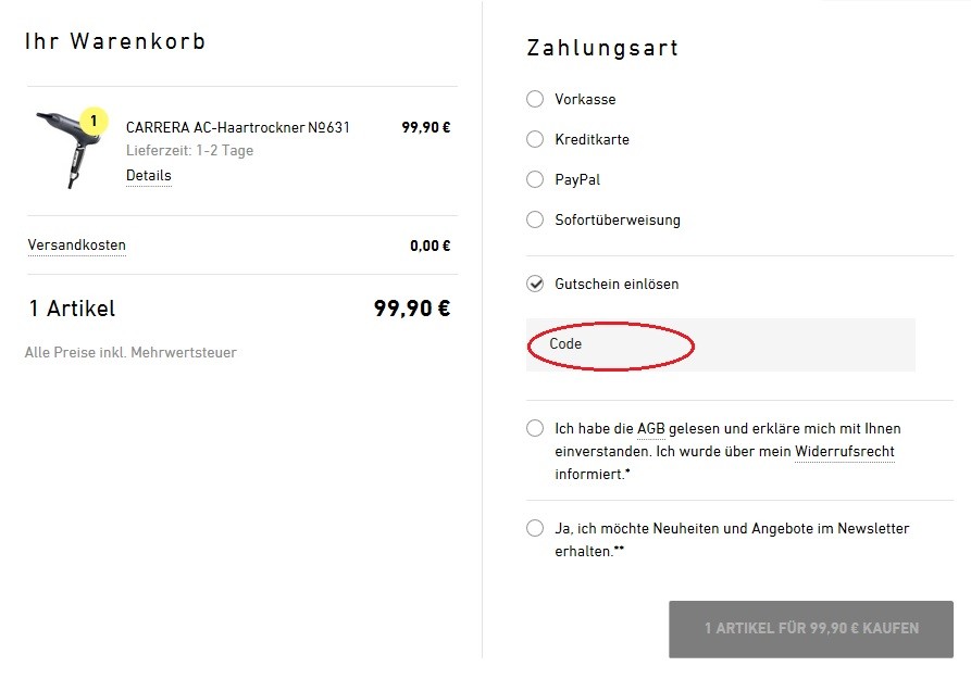 CARRERA Gutschein