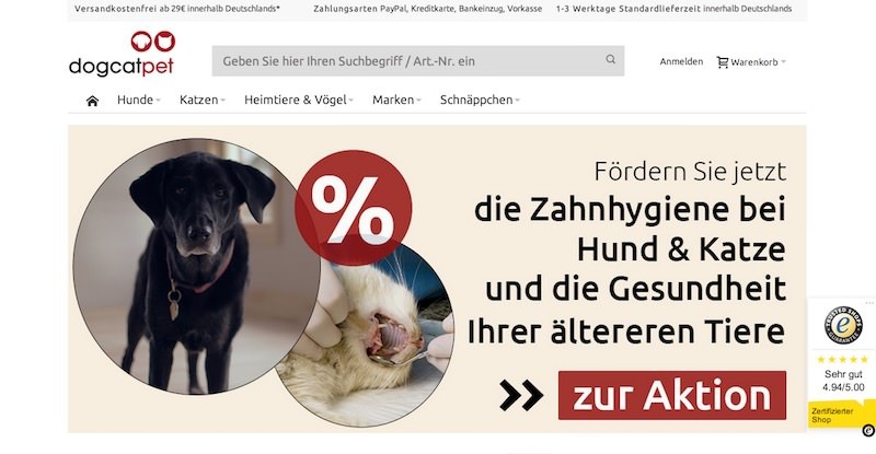 DogCatPet Webseite