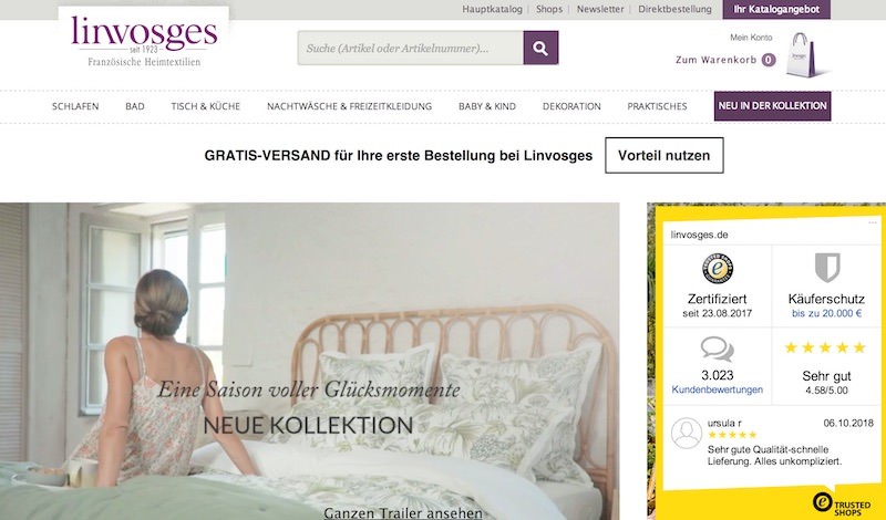 Linvosges Webseite