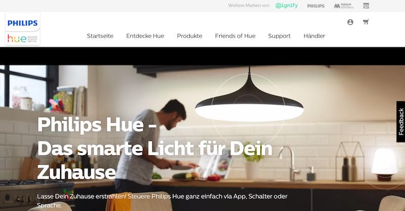 Philips Hue Webseite