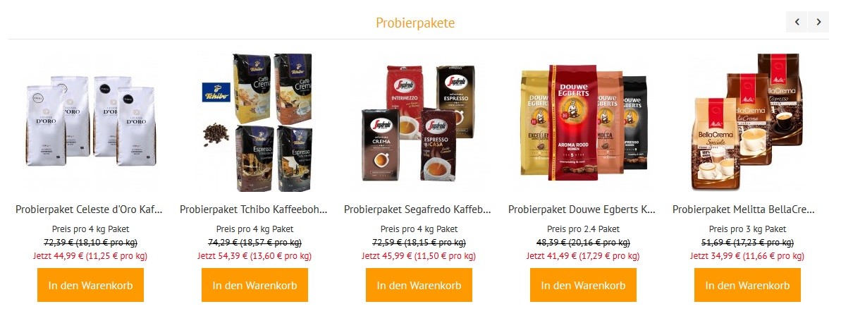 Kaffeevorteil Probierpakete