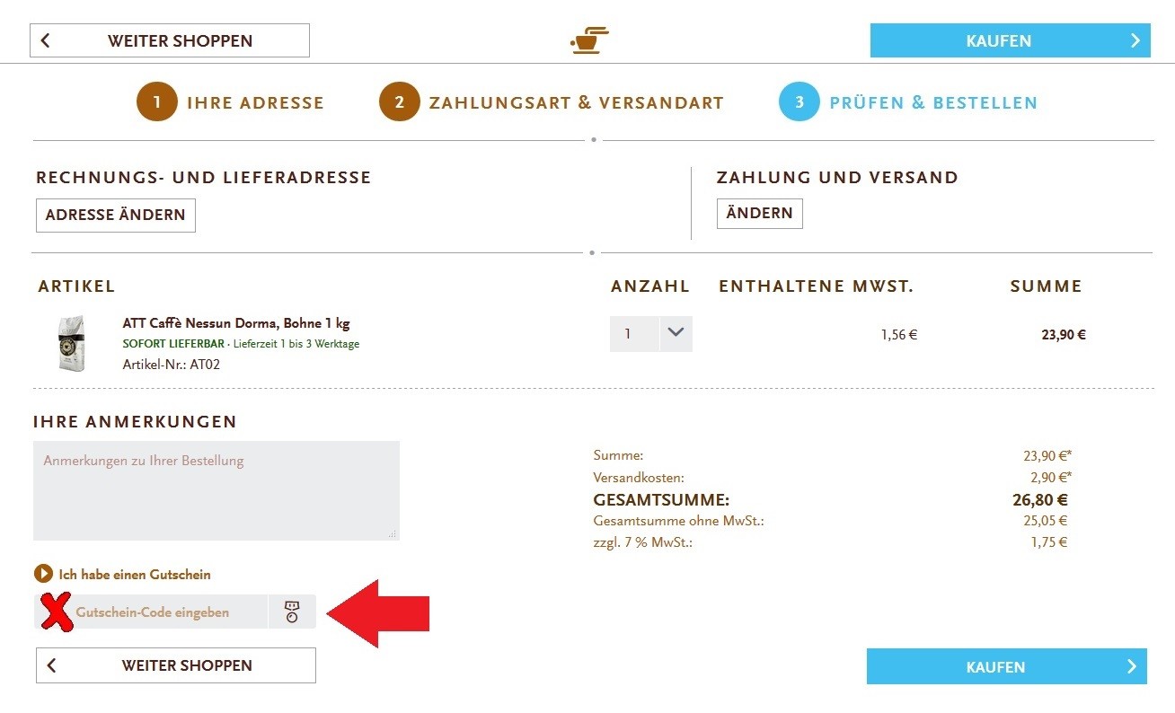 Kaffeezentrale Gutschein