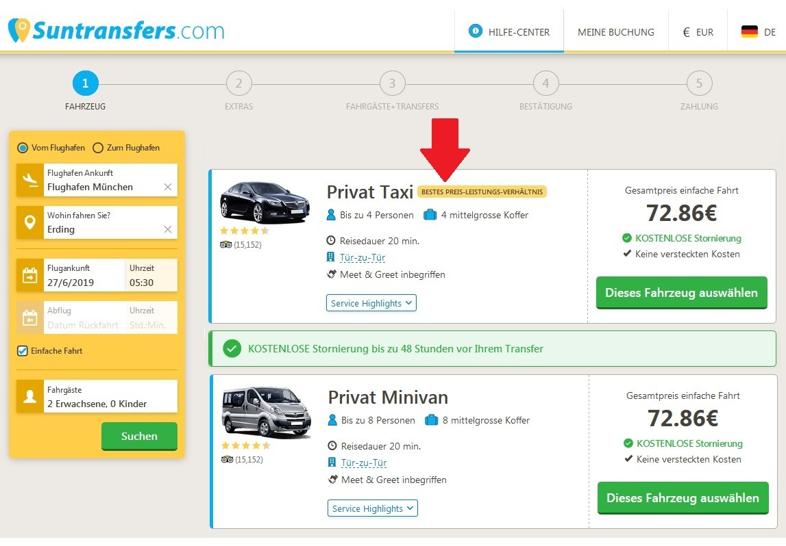 Suntransfers Gutschein