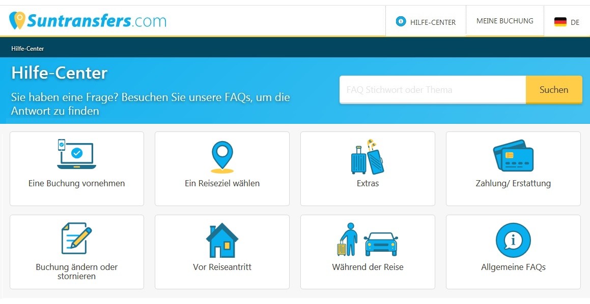 Suntransfers Hilfe-Center
