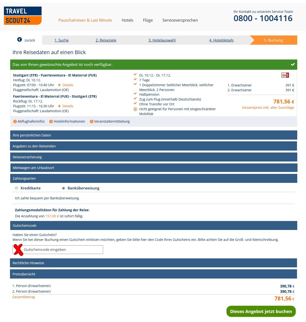 TravelScout24 Gutschein