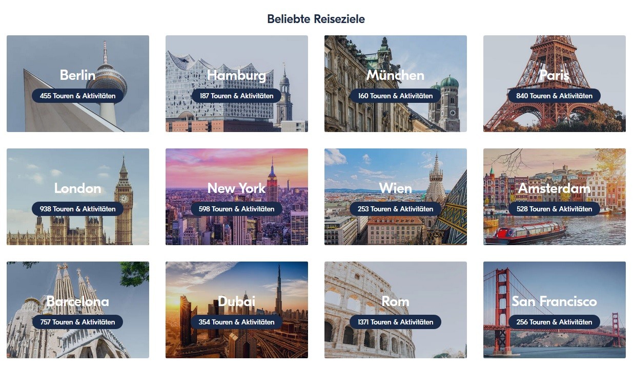 Get Your Guide: Beliebte Reiseziele