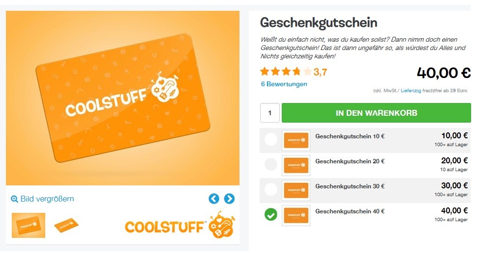 Coolstuff Geschenkgutschein