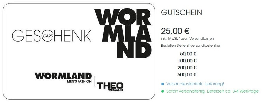 Wormland Geschenkgutschein
