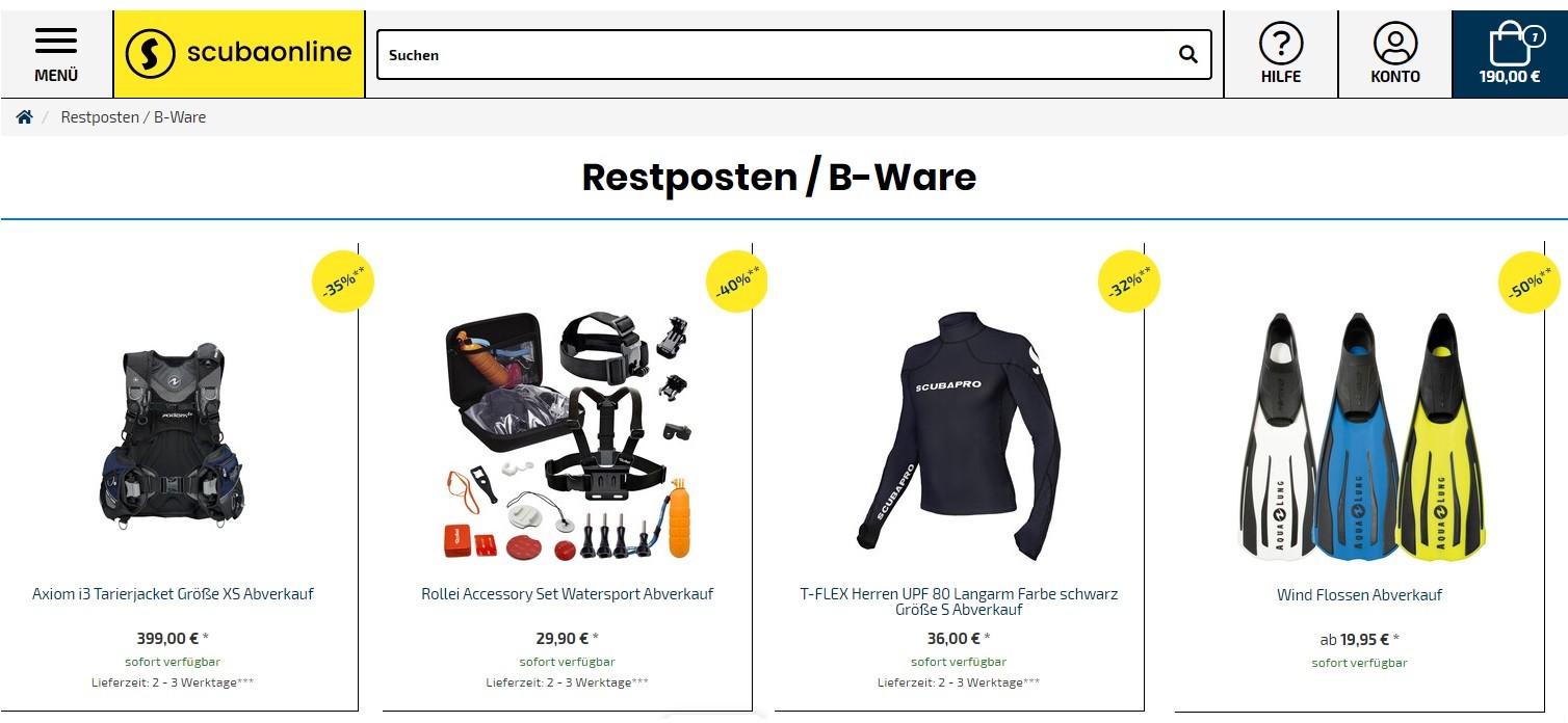 Scubaonline Rabatte