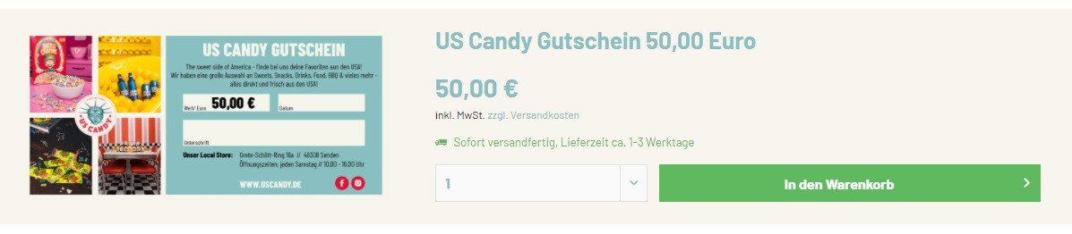 US Candy Geschenkgutschein