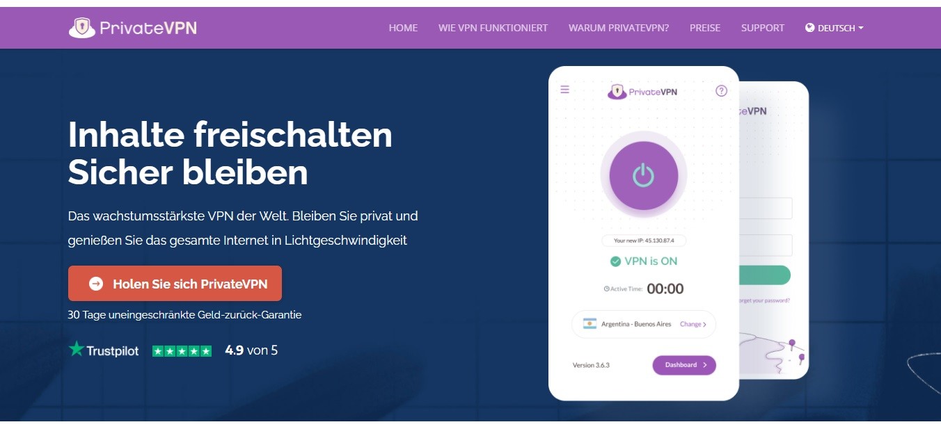 PrivateVPN Startseite