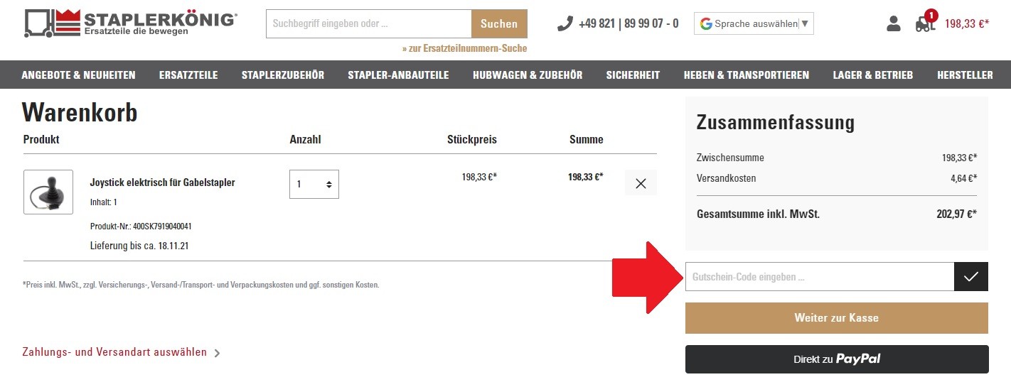 Staplerkönig Gutschein