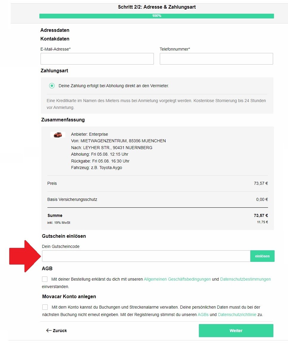 movacar Gutschein