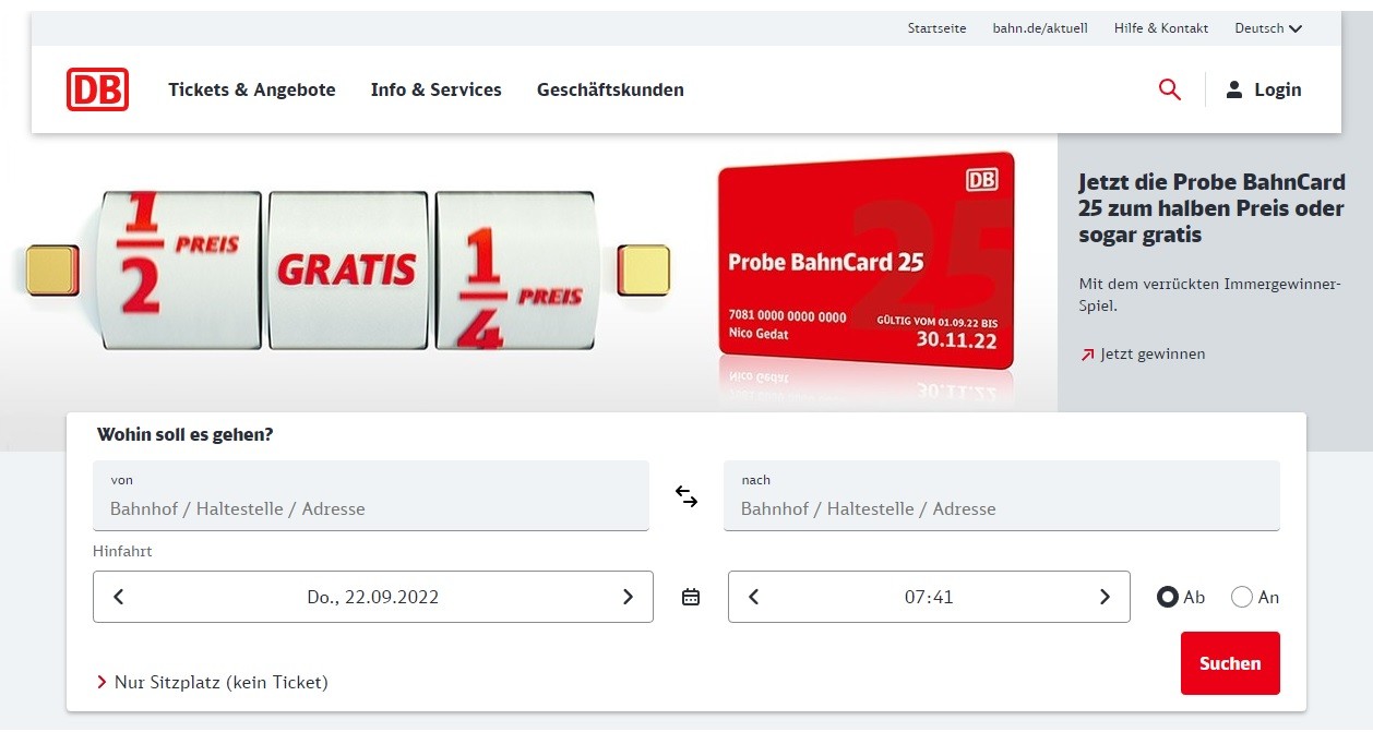 BahnCard Startseite